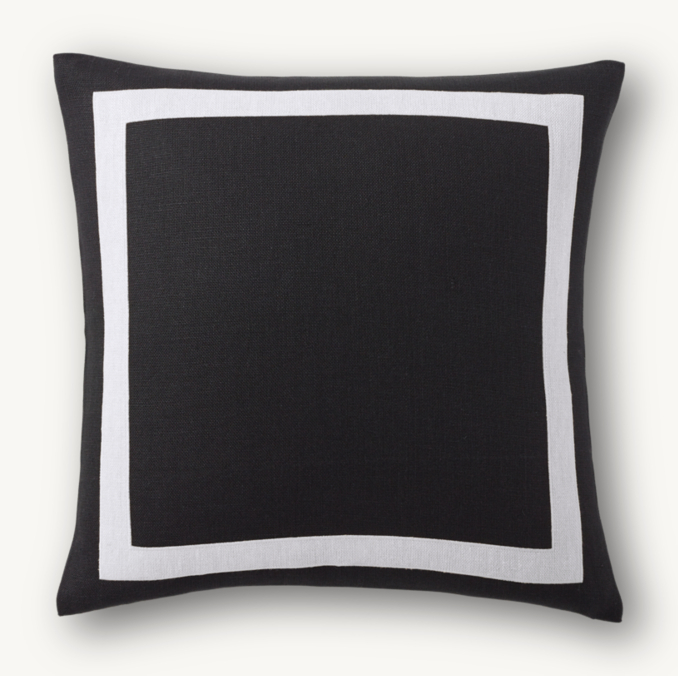 Overhead view of Linen Framed Appliqué Pillow Cover - Square 