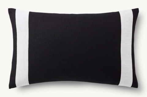 Decorative Straw Linen & Black Sunbrella Pillow Cover Modern 