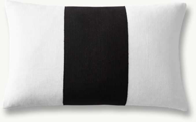 Overhead view of Linen Center Band Pillow Cover - Lumbar 