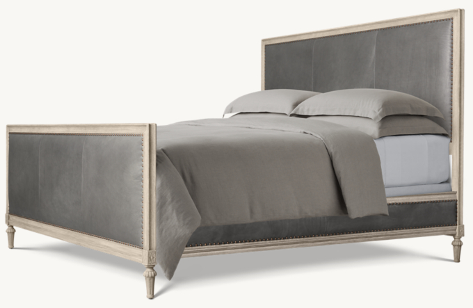 Maison Leather Panel Bed with Footboard