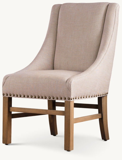 Nailhead Fabric Dining Armchair 