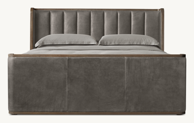Front view of Aston Leather Shelter Bed With Footboard 