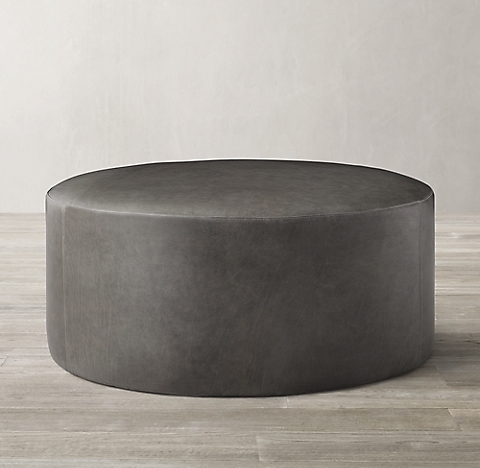 Ottomans Stools Rh, Round Faux Leather Ottoman Coffee Table