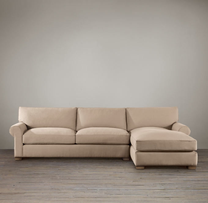 Preconfigured Grand-Scale Roll Arm Right-Arm Sofa Chaise Sectional