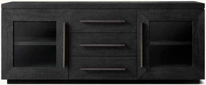 Machinto Glass Double-door Media Console With Drawers