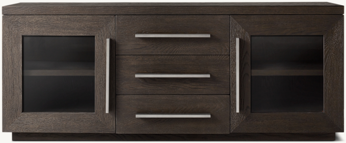 Machinto Glass Double-door Media Console With Drawers