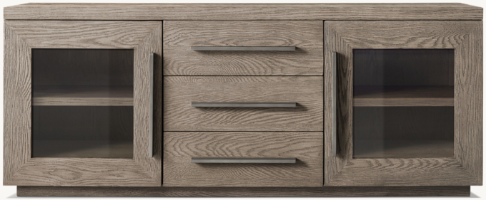 Machinto Glass Double-door Media Console With Drawers
