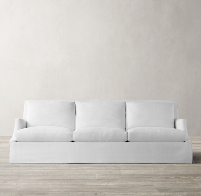 Front view of Sloan Track Arm Skirted Sofa 