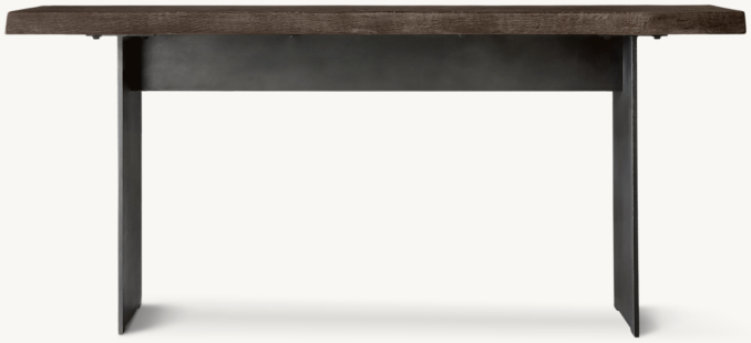 Front view of Oak Live-Edge Console Table 