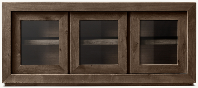 Reclaimed Oak Glass Triple-Door Media Console
