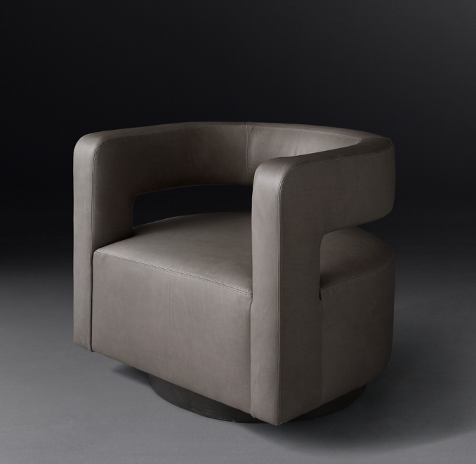 Drew Curved Leather Swivel Chair