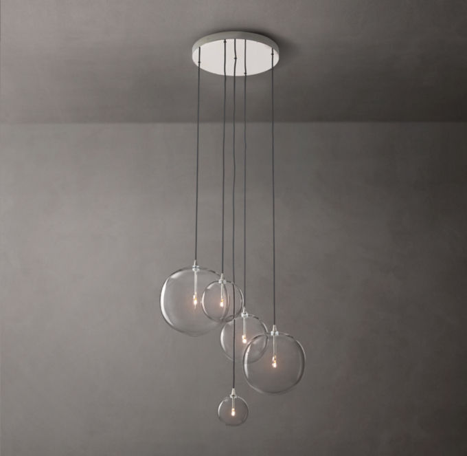 Glass Globe Mobile Cluster Chandelier 28"