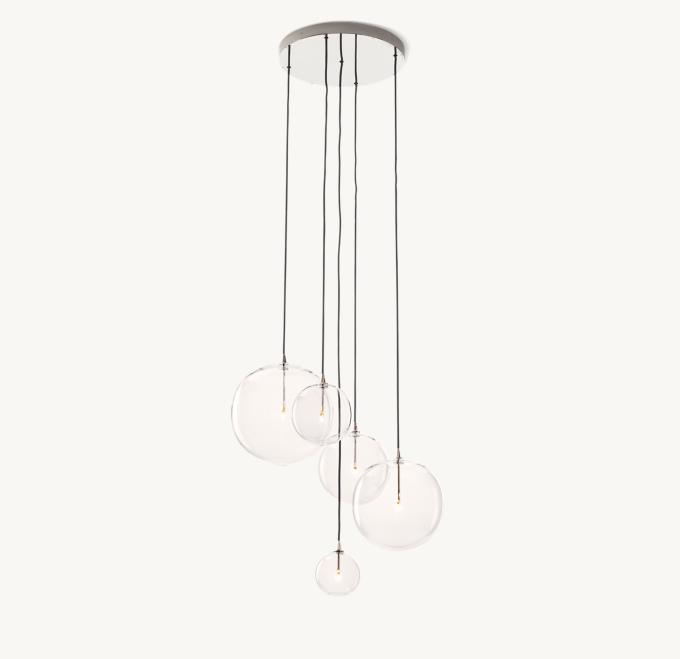 Glass Globe Mobile Cluster Chandelier 28\"