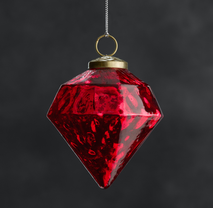 Handblown Mercury Glass Ornament Octagon