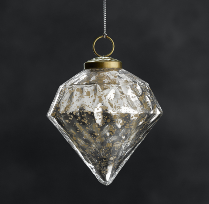 Handblown Mercury Glass Ornament Octagon