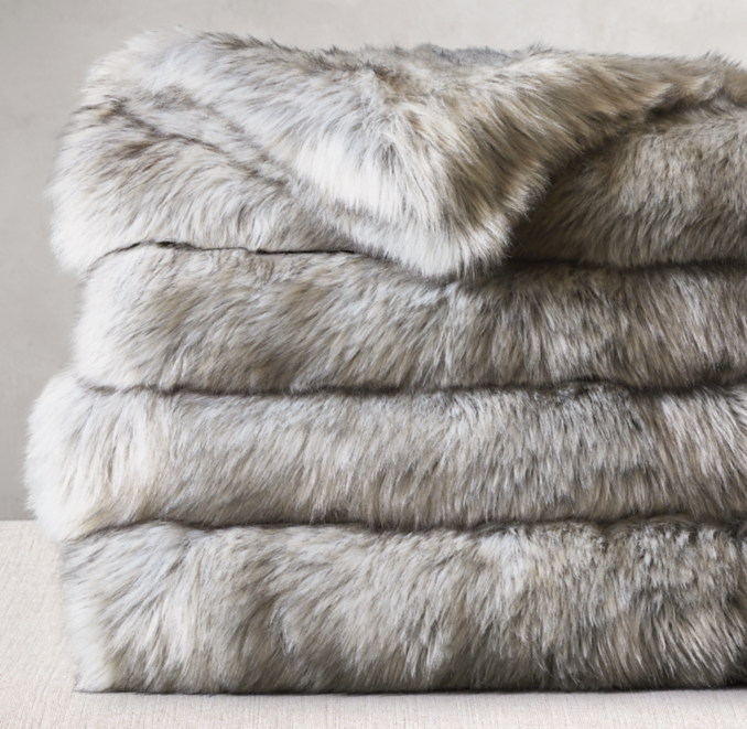 RH Ultimate Faux Fur Throw - Grey Wolf