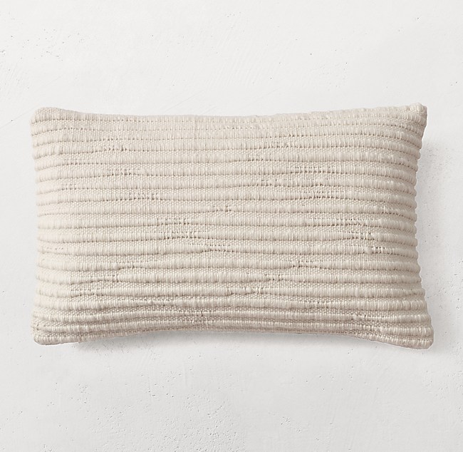 Textured Merino Wool Pillow Cover Stripe Oatmeal - Lumbar