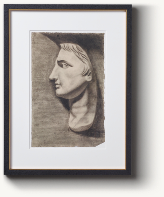 20th C. Italian Male Profiles in Charcoal 2