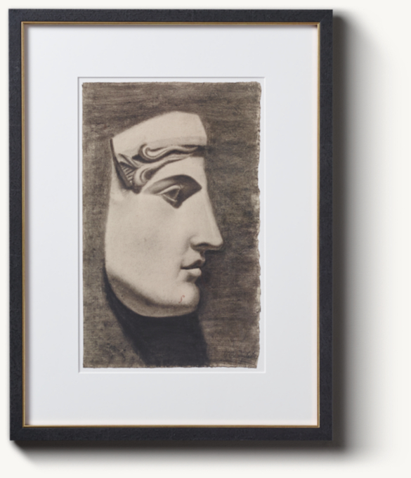 20th C. Italian Male Profiles in Charcoal 4