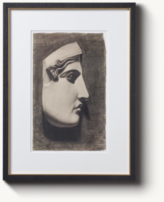 20th C. Italian Male Profiles in Charcoal 6