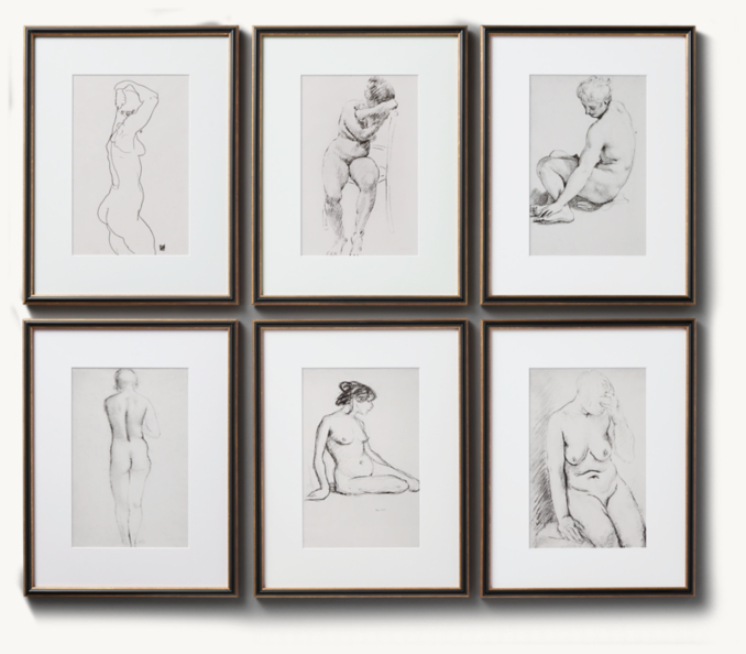 Front view of Sketched Nude Studies 1-6 Collection 