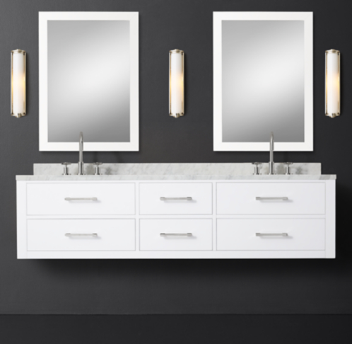 Hutton Floating Vanity Bath Collection White Polished Nickel