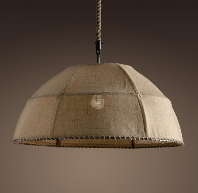 Burlap Dome Pendant