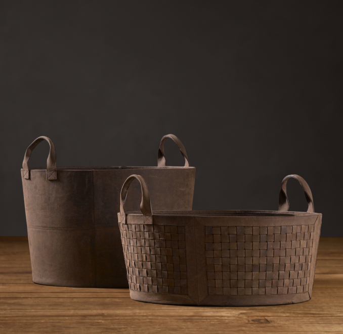 Leather Magazine Storage Tote