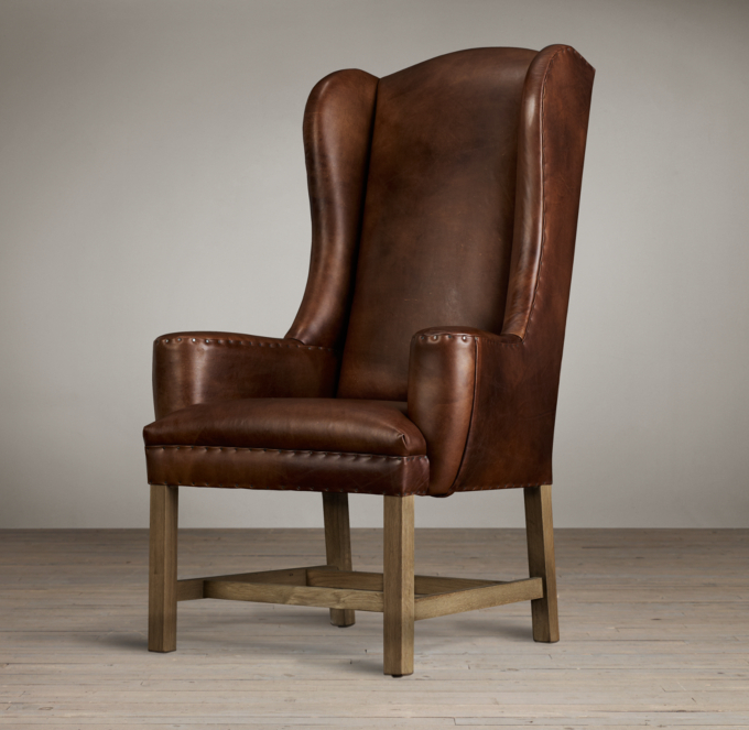 dining chairs wingback leather chair wing armchair belfort oak restorationhardware arms arm restoration weathered brown hardware office italian brompton rh