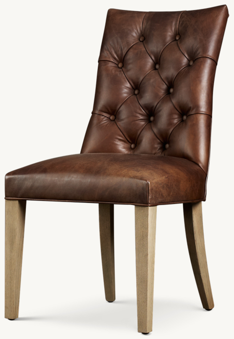 Three Quarter view of Martine Tufted Leather Dining Side Chair 