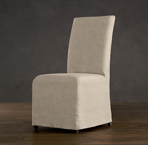 NEW Restoration Hardware Low Belgian Slope  Side Chair SLIPCOVER Linen White 