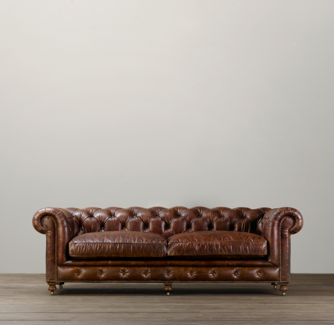 Rh kensington leather discount sofa