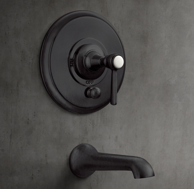 Vintage Lever-Handle Balanced-Pressure Tub & Shower Valve &Trim Set With Bath Spout