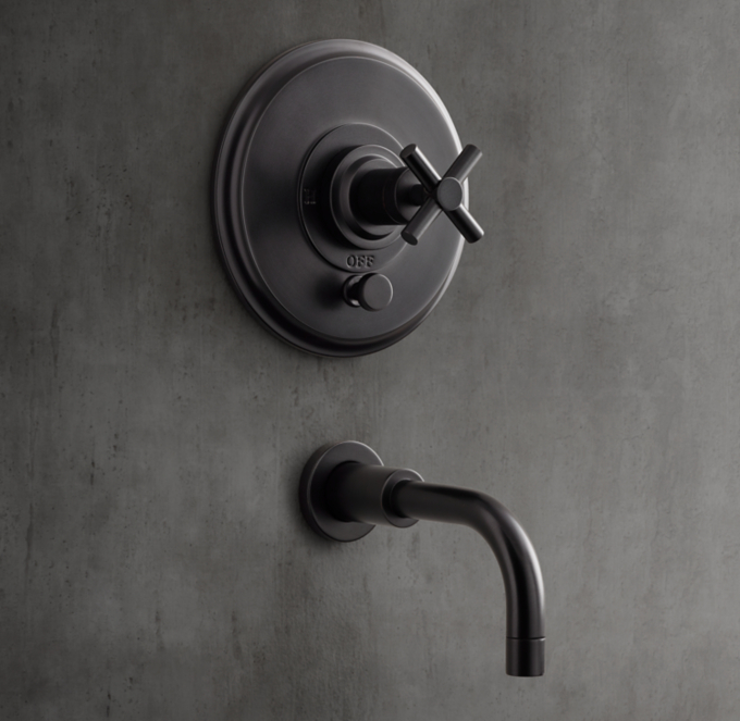 Spritz Cross-Handle Balanced-Pressure Tub & Shower Valve & Trim Set With Bath Spout