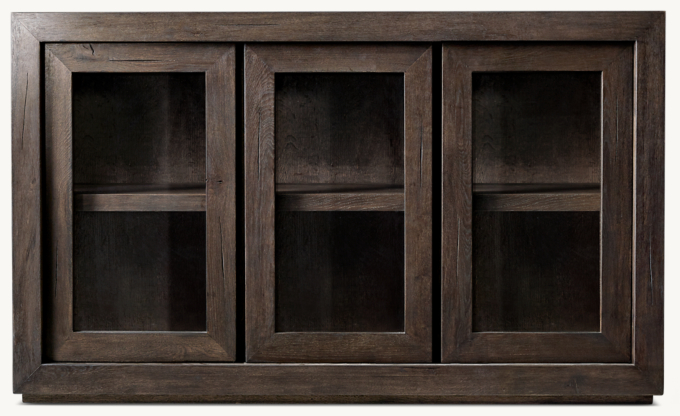 Reclaimed Oak Glass Triple-Door Sideboard