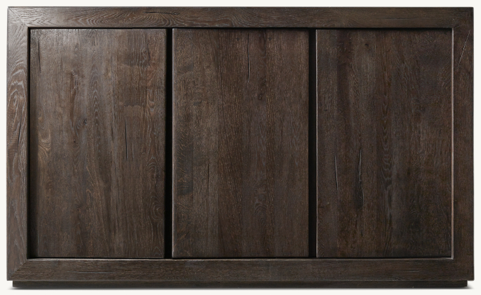 Front view of Reclaimed Oak Triple-Door Sideboard 