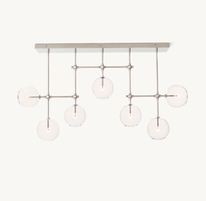 Glass Globe Mobile Linear Chandelier 60\"
