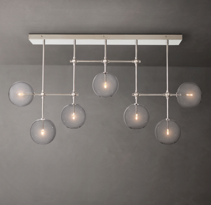 Glass Globe Mobile Linear Chandelier 60\"
