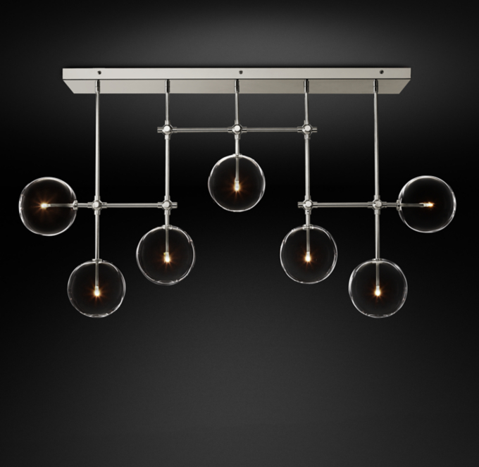 Glass Globe Mobile Linear Chandelier 60"