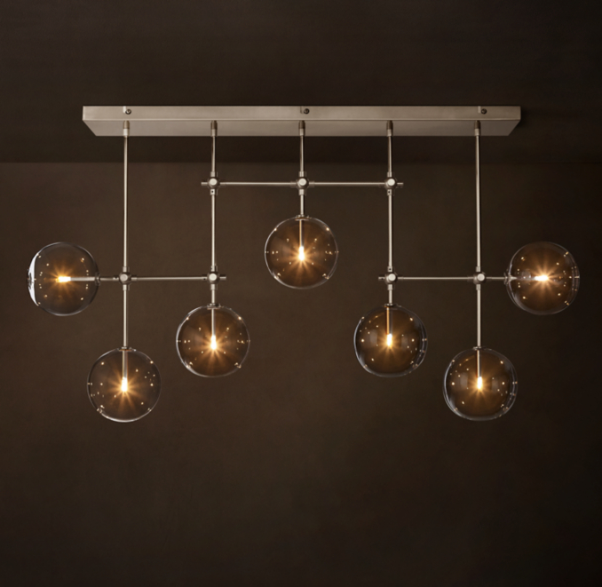 Glass Globe Mobile Linear Chandelier