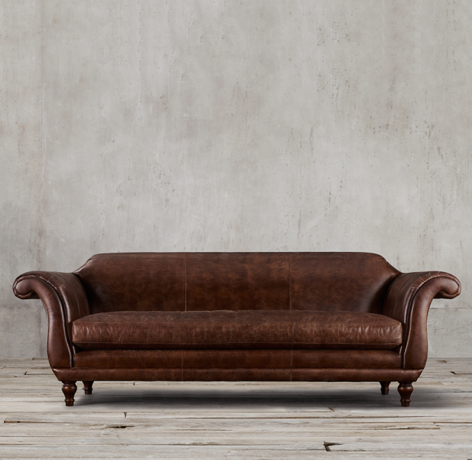 Front view of Regency Leather Sofa 