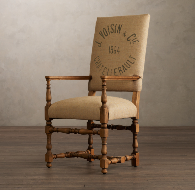 1890 English Baroque Printed Burlap (Set of Chairs) | RH