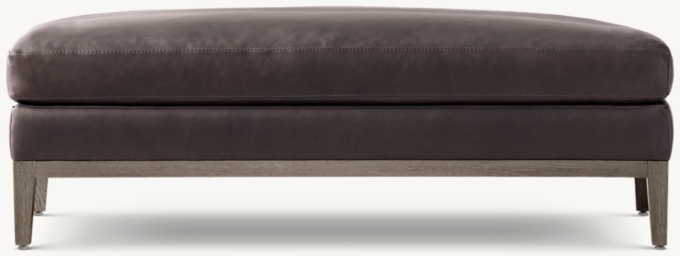 Italia Leather Coffee Ottoman - Oak Base