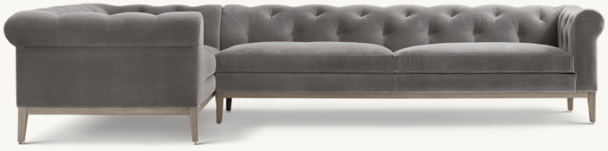 Italia Chesterfield Left-Arm L-Sectional - Oak Base