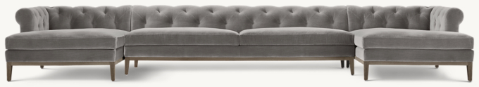 Italia Chesterfield U-Chaise Sectional - Oak Base