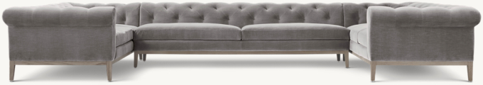 Italia Chesterfield U-Sofa Sectional - Oak Base
