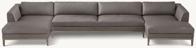 Italia Leather Taper Arm Customizable Sectional - Oak Base