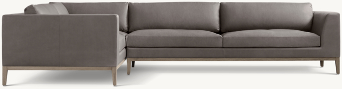Italia Leather Taper Arm Left-Arm L-Sectional - Oak Base