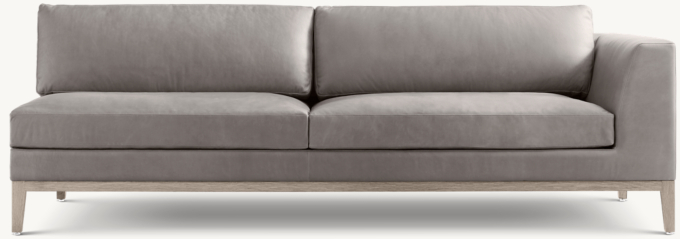 Italia Taper Arm Leather Right-Arm Sofa - Oak Base