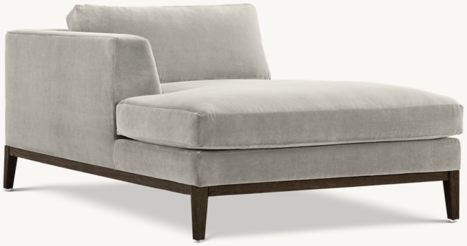 Three Quarter view of Italia Taper Arm Left-Arm Chaise - Oak Base 